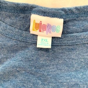 LuLaRoe Carly Dress pocket 2XL plus size Heather Blue t-Shirt Dress EUC